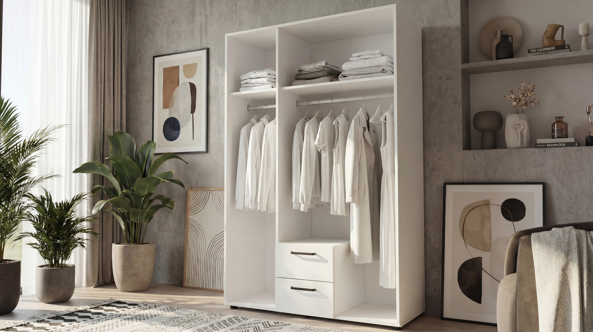 Dulap cu bara pentru umerase Bruno M 1, alb  2